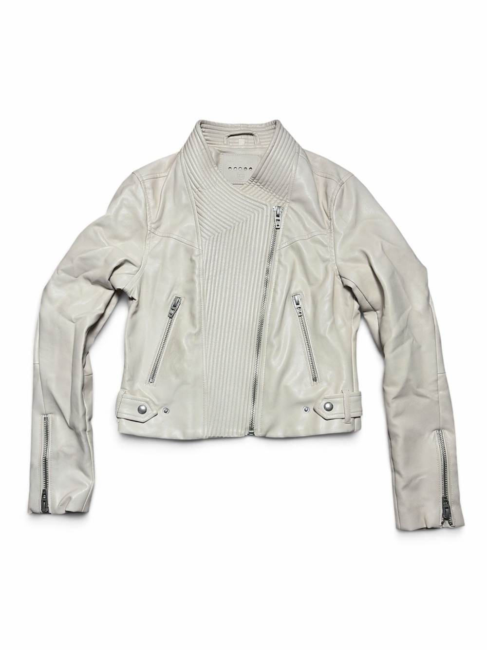 BLANKNYC Women’s XS Cream Faux Leather Moto Jacket